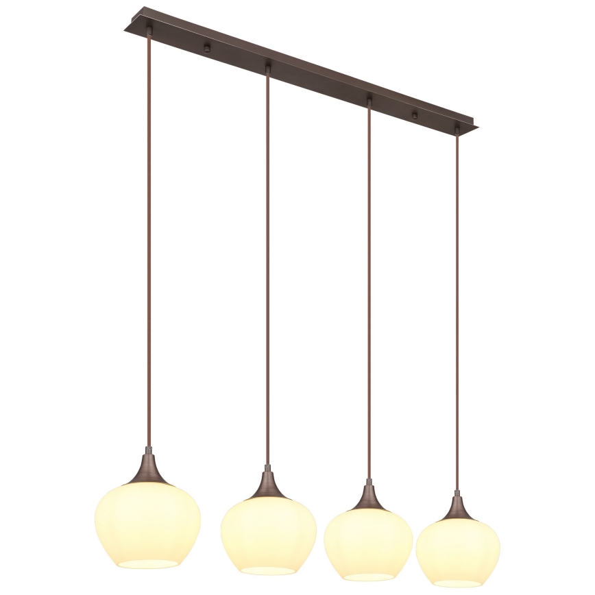 Globo - Lestenec na vrvici 4xE27/40W/230V bela/rjava