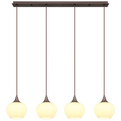 Globo - Lestenec na vrvici 4xE27/40W/230V bela/rjava
