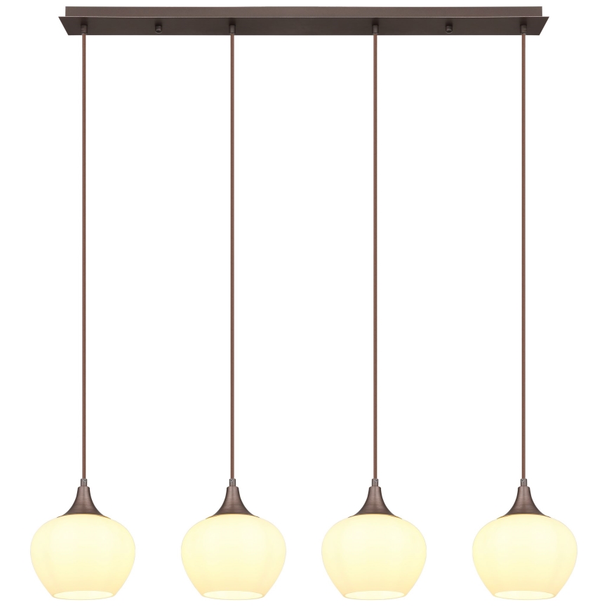 Globo - Lestenec na vrvici 4xE27/40W/230V bela/rjava