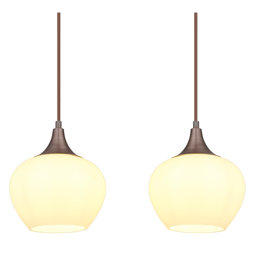 Globo - Lestenec na vrvici 4xE27/40W/230V bela/rjava