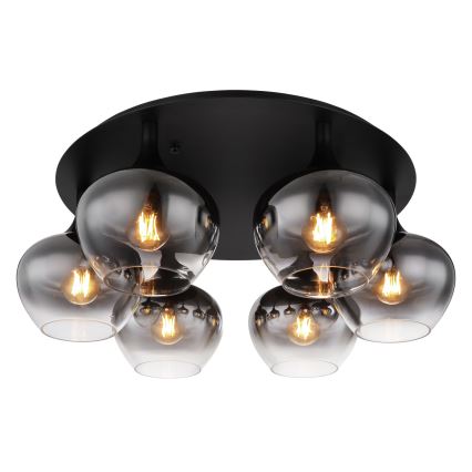Globo - Pritrjen stropni lestenec 6xE27/40W/230V premer 65 cm črn