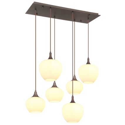 Globo - Lestenec na vrvici 6xE27/40W/230V bela