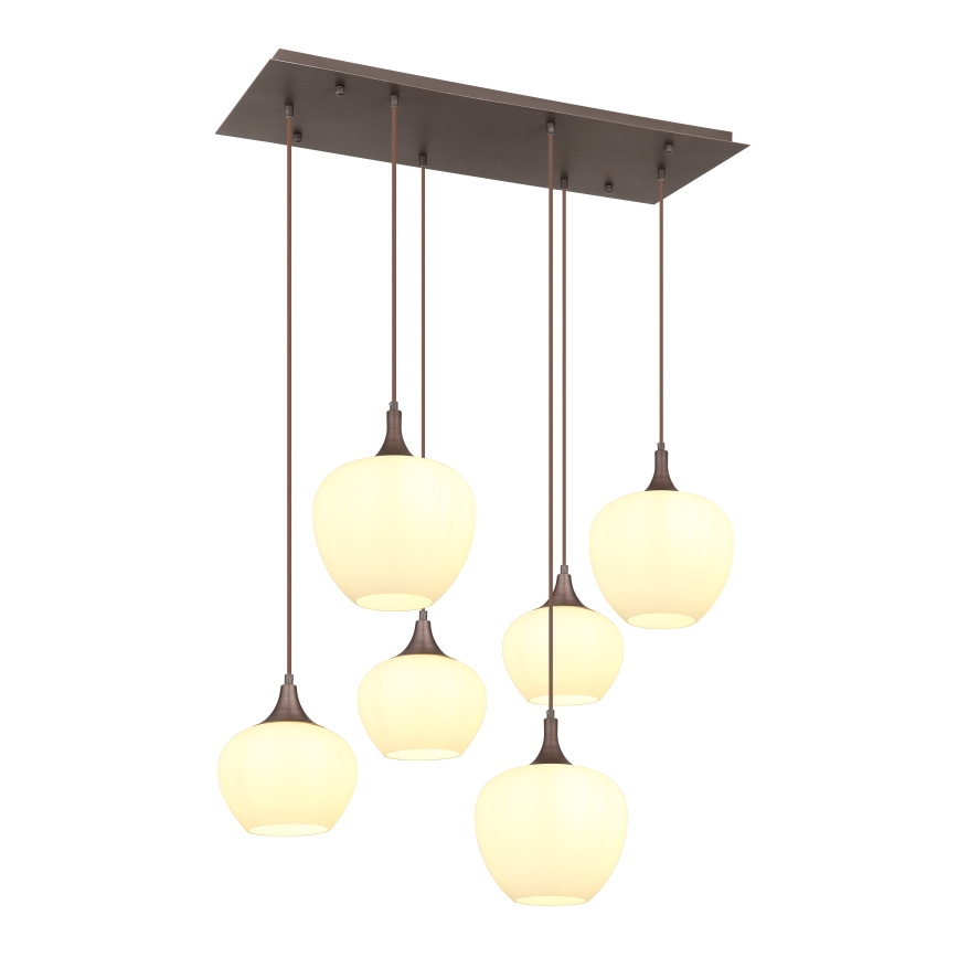Globo - Lestenec na vrvici 6xE27/40W/230V bela