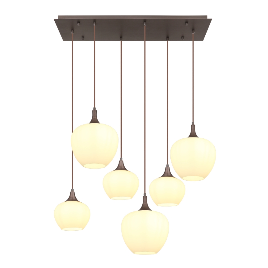 Globo - Lestenec na vrvici 6xE27/40W/230V bela