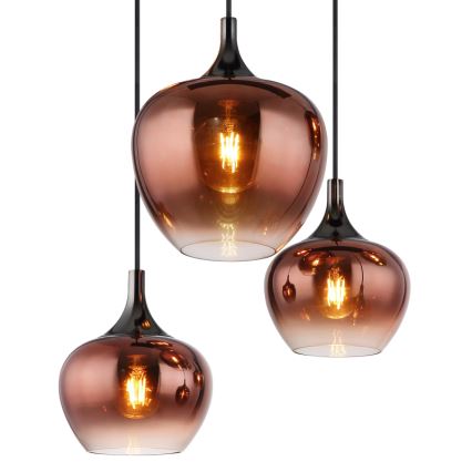 Globo - Lestenec na vrvici 6xE27/40W/230V rjava/dimna