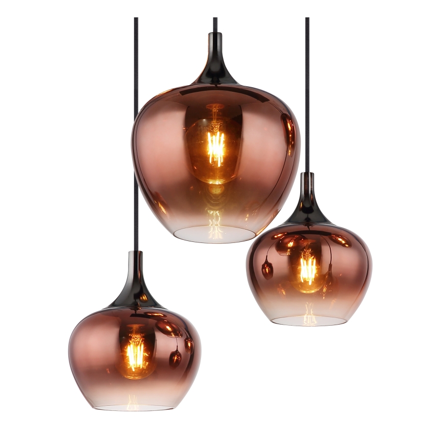 Globo - Lestenec na vrvici 6xE27/40W/230V rjava/dimna