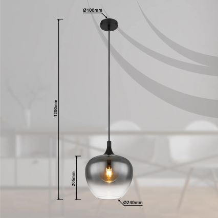 Globo - Lestenec na vrvici 1xE27/40W/230V pr. 24 cm črna