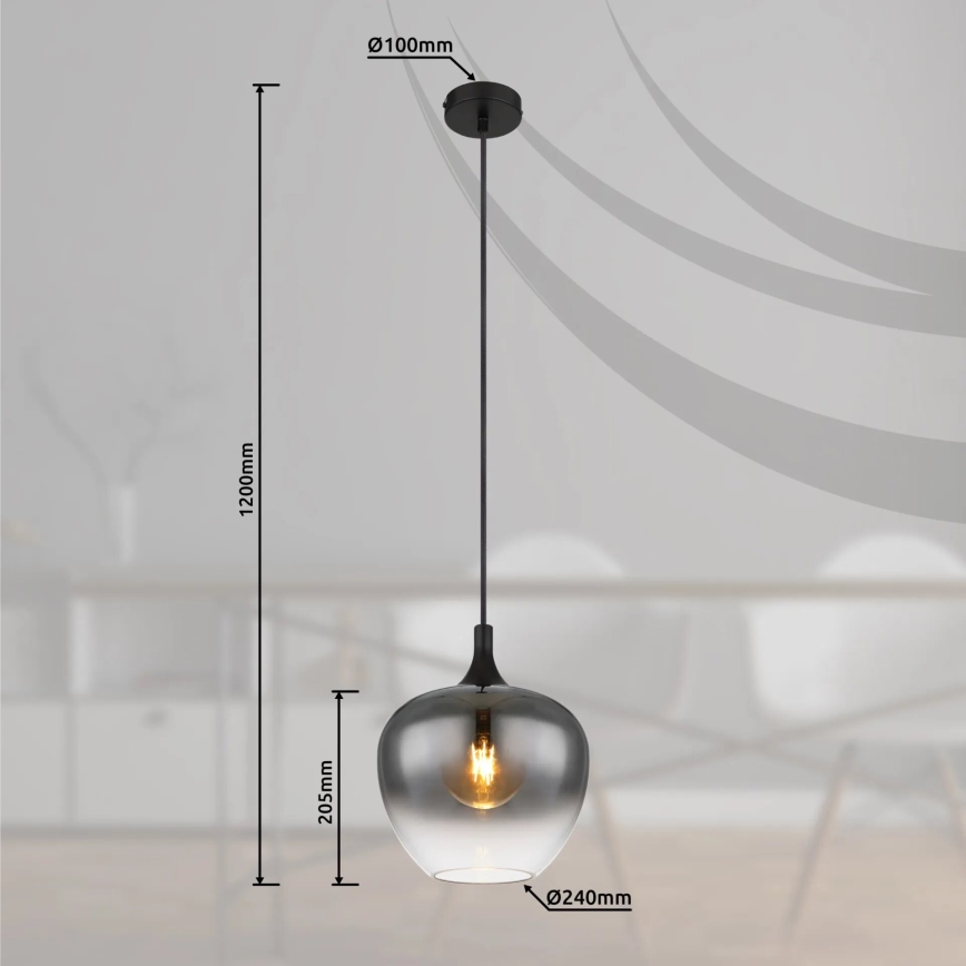 Globo - Lestenec na vrvici 1xE27/40W/230V pr. 24 cm črna