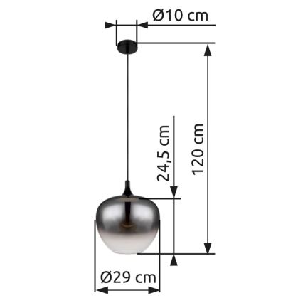 Globo - Lestenec na vrvici 1xE27/60W/230V pr. 29 cm črna