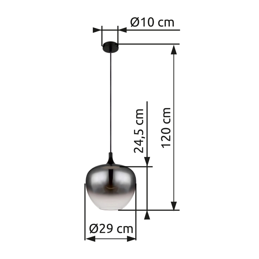 Globo - Lestenec na vrvici 1xE27/60W/230V pr. 29 cm črna