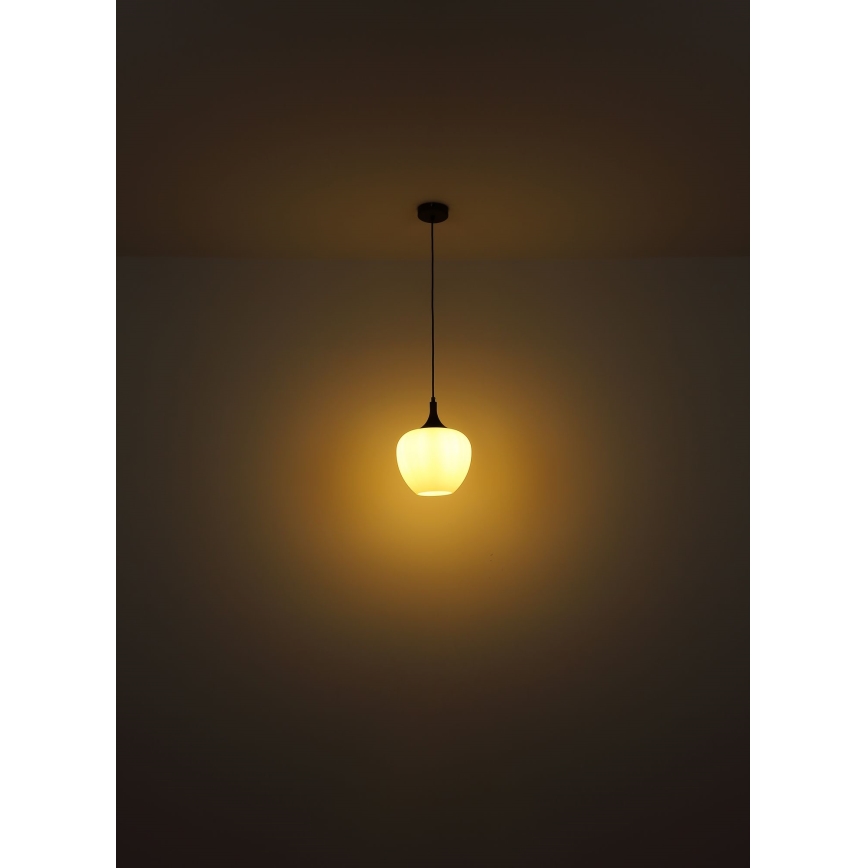 Globo - Lestenec na vrvici 1xE27/60W/230V pr. 29 cm bela/rjava