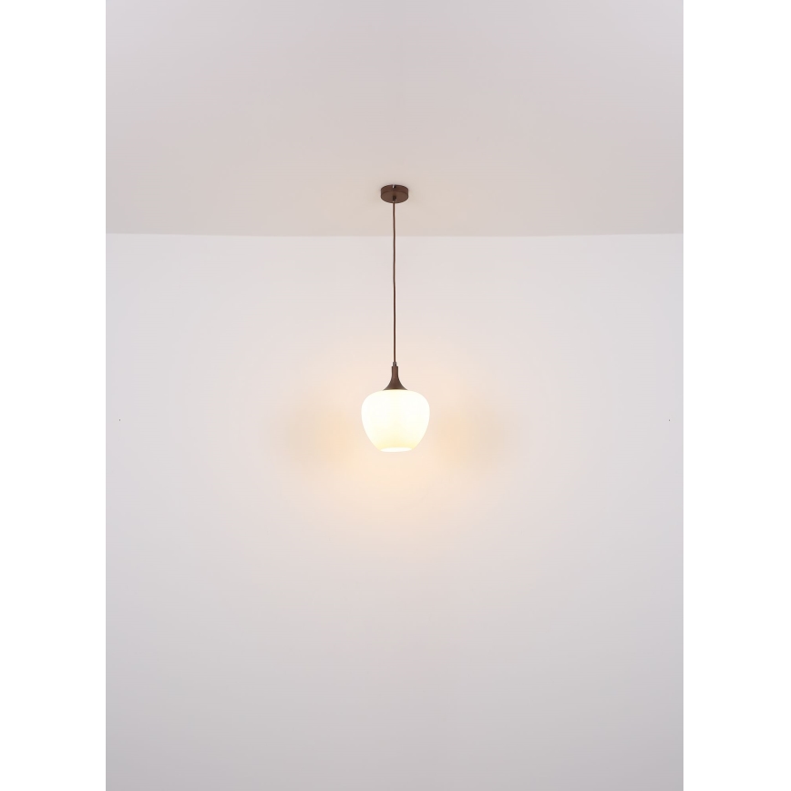 Globo - Lestenec na vrvici 1xE27/60W/230V pr. 29 cm bela/rjava