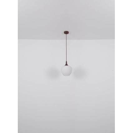 Globo - Lestenec na vrvici 1xE27/60W/230V pr. 29 cm bela/rjava