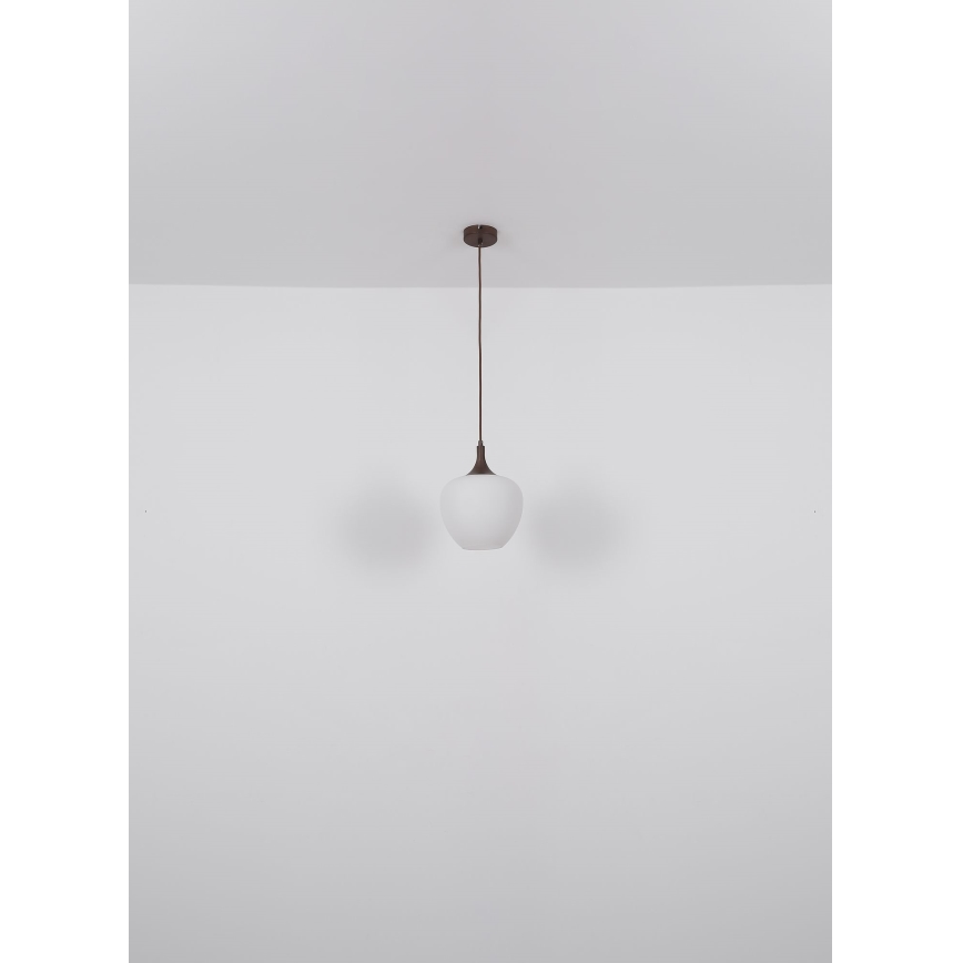 Globo - Lestenec na vrvici 1xE27/60W/230V pr. 29 cm bela/rjava