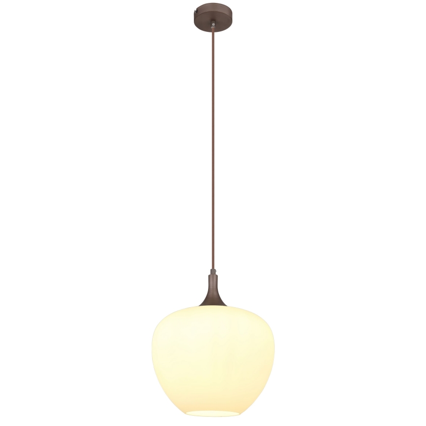 Globo - Lestenec na vrvici 1xE27/60W/230V pr. 29 cm bela/rjava