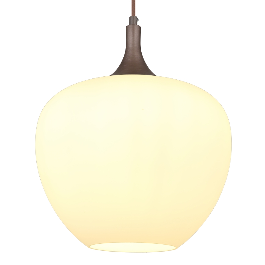 Globo - Lestenec na vrvici 1xE27/60W/230V pr. 29 cm bela/rjava