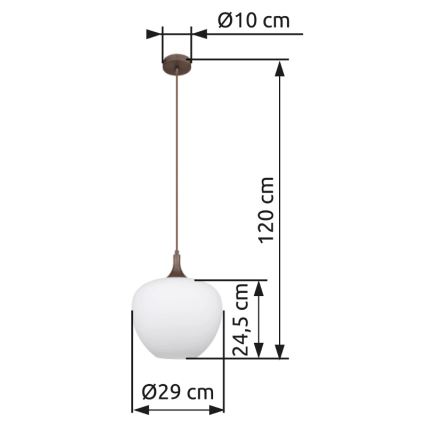Globo - Lestenec na vrvici 1xE27/60W/230V pr. 29 cm bela/rjava