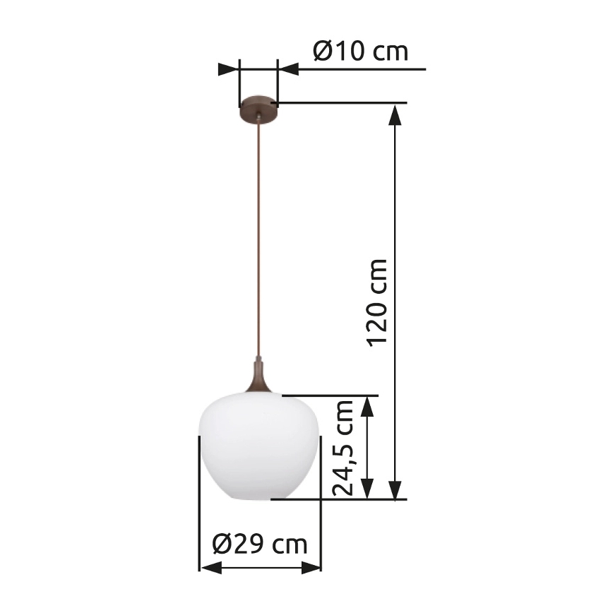Globo - Lestenec na vrvici 1xE27/60W/230V pr. 29 cm bela/rjava