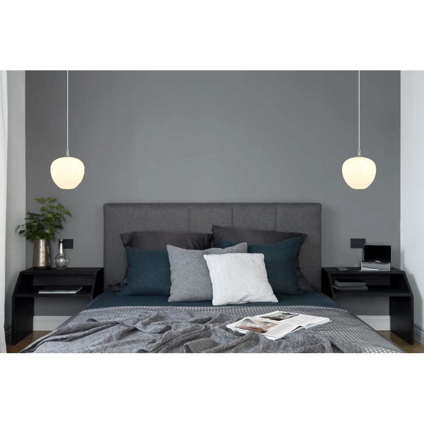 Globo - Lestenec na vrvici 1xE27/60W/230V pr. 29 cm bela
