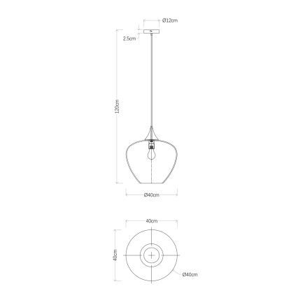 Globo - Lestenec na vrvici 1xE27/60W/230V pr. 40 cm črna