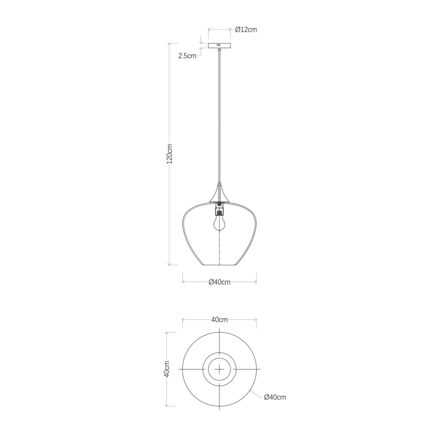 Globo - Lestenec na vrvici 1xE27/60W/230V pr. 40 cm črna