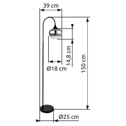Globo - Talna svetilka 1xE27/40W/230V črna/dimna