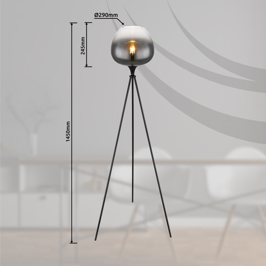 Globo - Stoječa svetilka 1xE27/60W/230V črna