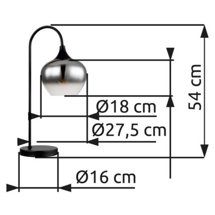 Globo - Namizna svetilka 1xE27/40W/230V črna