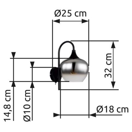 Globo - Stenska svetilka 1xE27/40W/230V črna