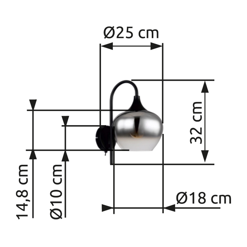 Globo - Stenska svetilka 1xE27/40W/230V črna