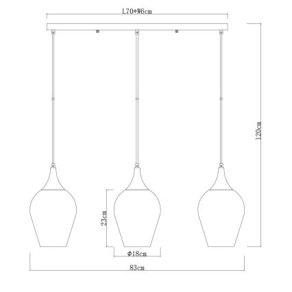 Globo - Lestenec na vrvici 3xE27/60W/230V