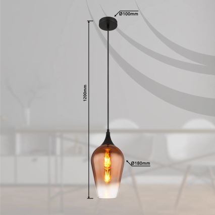 Globo - Lestenec na vrvici 1xE27/60W/230V pr. 18 cm baker