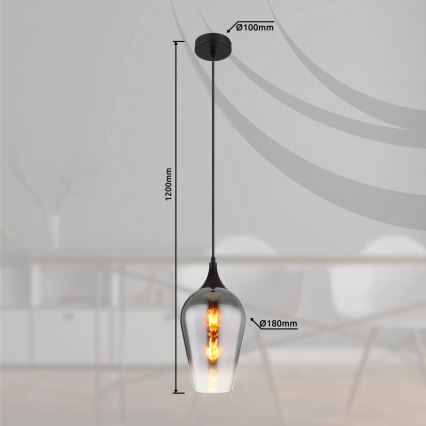 Globo - Lestenec na vrvici 1xE27/60W/230V pr. 18 cm črna