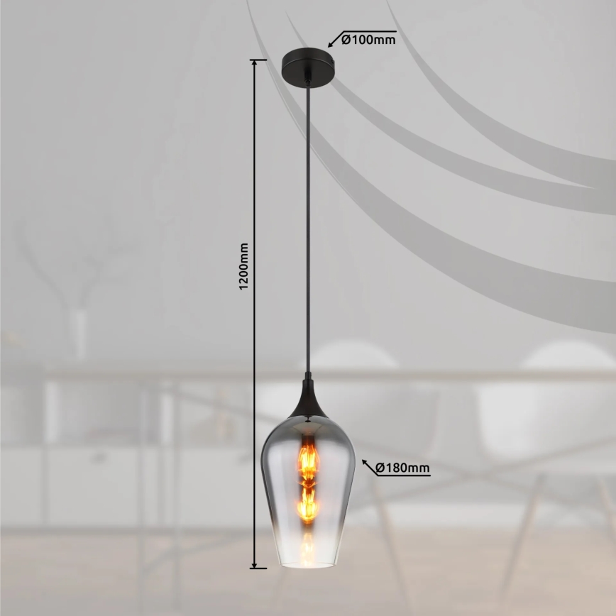 Globo - Lestenec na vrvici 1xE27/60W/230V pr. 18 cm črna