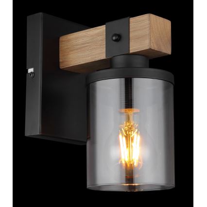 Globo - Stenska svetilka 1xE27/60W/230V hrast/dimna