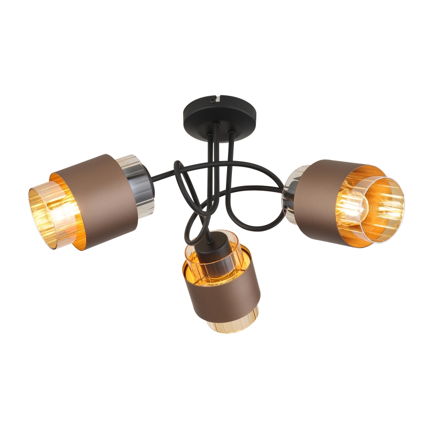 Globo - Pritrdljiv stropni lestenec 3xE27/40W/230V črna/bronasta