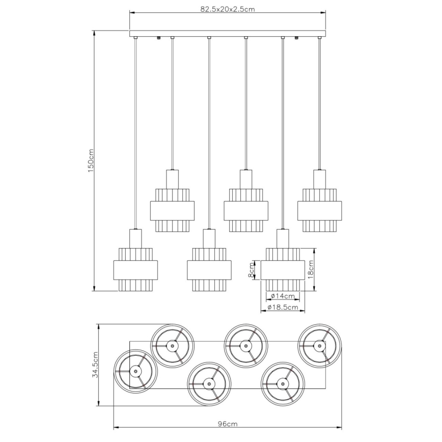 Globo - Lestenec na vrvici 6xE27/60W/230V