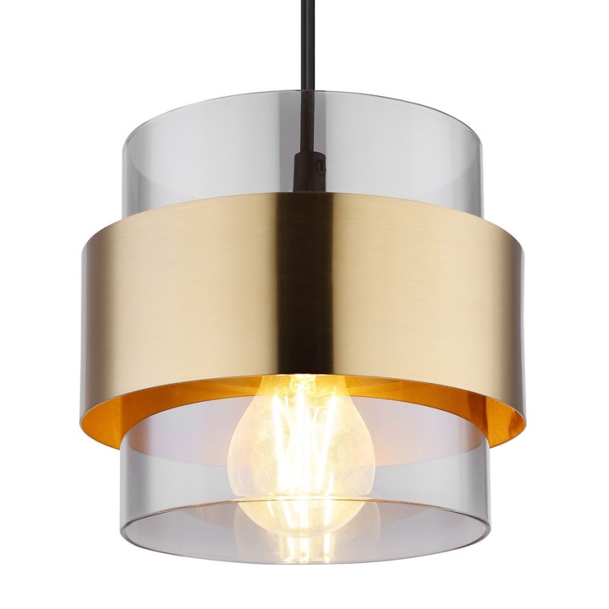 Globo - Lestenec na vrvici 1xE27/60W/230V črna/medenina