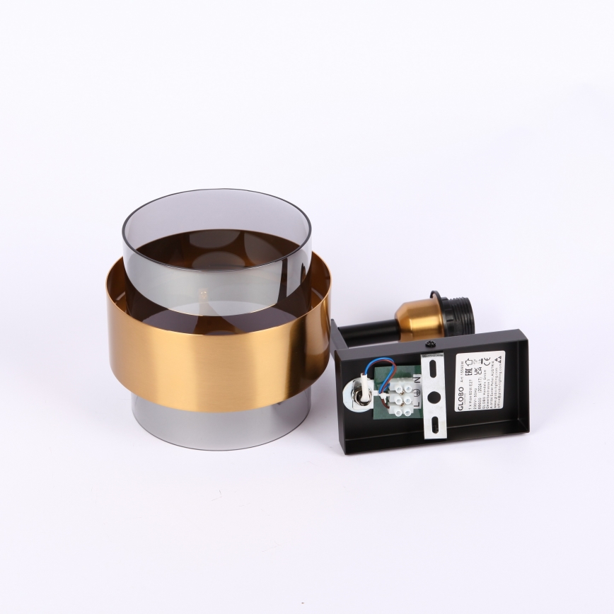 Globo - Stenska svetilka 1xE27/60W/230V črna/medenina