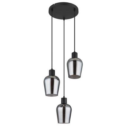 Globo - Lestenec na vrvici 3xE27/40W/230V pr. 28,5 cm črna
