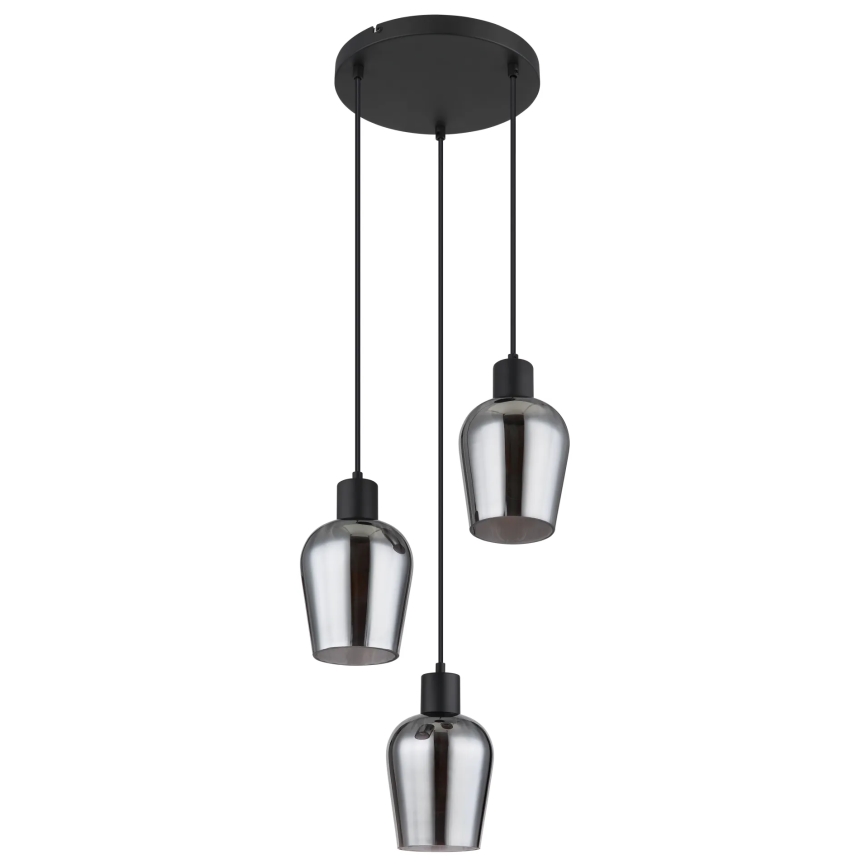 Globo - Lestenec na vrvici 3xE27/40W/230V pr. 28,5 cm črna