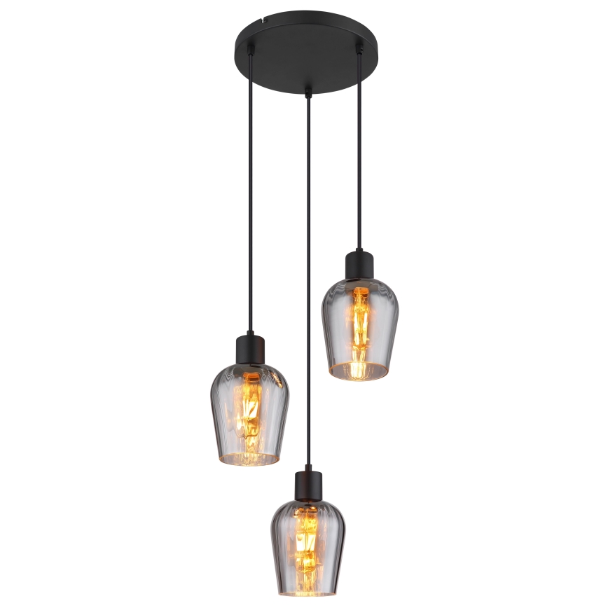 Globo - Lestenec na vrvici 3xE27/40W/230V pr. 28,5 cm črna
