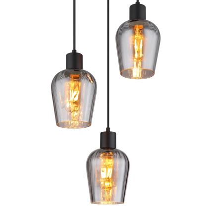 Globo - Lestenec na vrvici 3xE27/40W/230V pr. 28,5 cm črna