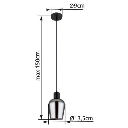Globo - Lestenec na vrvici 1xE27/40W/230V pr. 13,5 cm črna