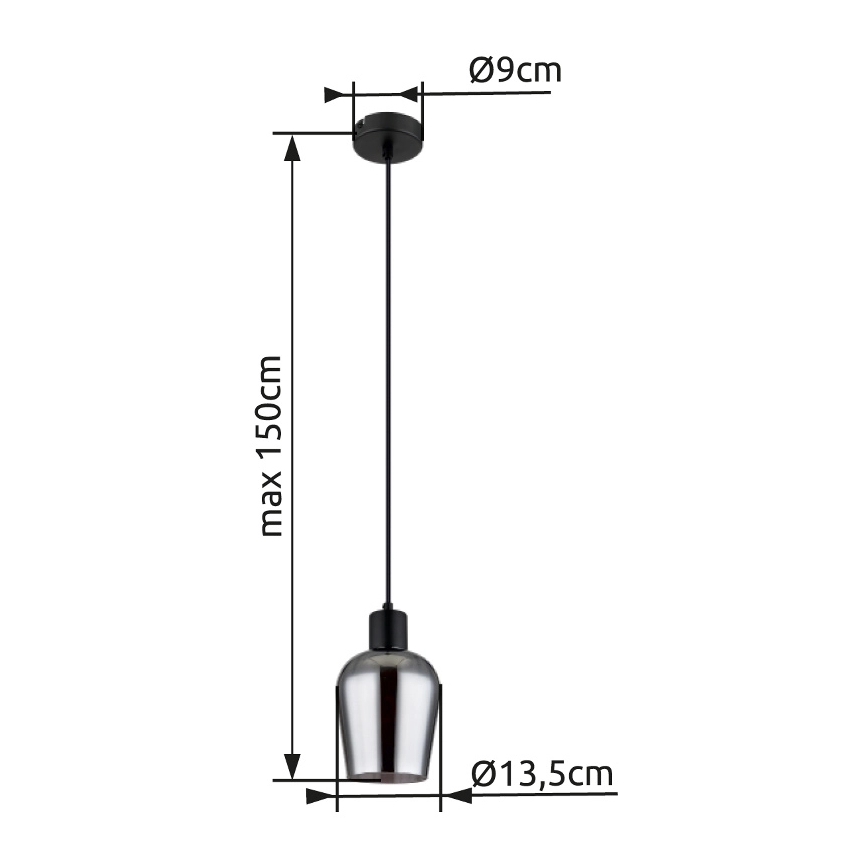 Globo - Lestenec na vrvici 1xE27/40W/230V pr. 13,5 cm črna