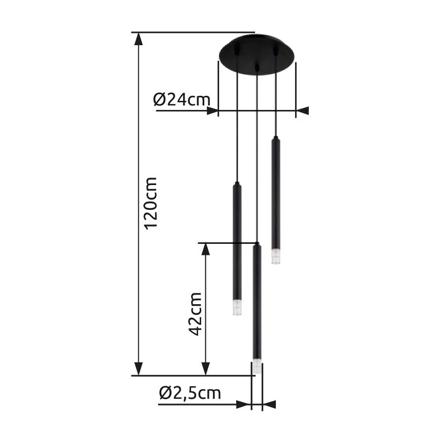 Globo - Lestenec na vrvici 3xG9/4W/230V pr. 24 cm črna