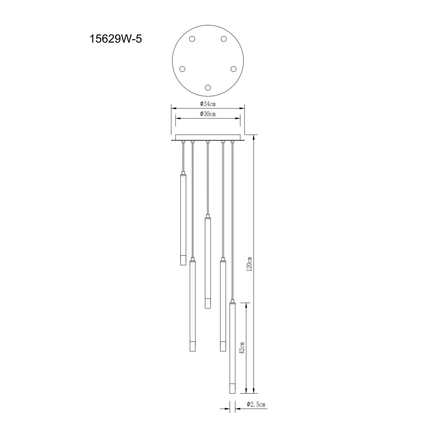 Globo - Lestenec na vrvici 5xG9/4W/230V pr. 34 cm
