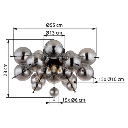 Globo - Nadgradni lestenec 3xE14/25W/230V pr. 55 cm črna