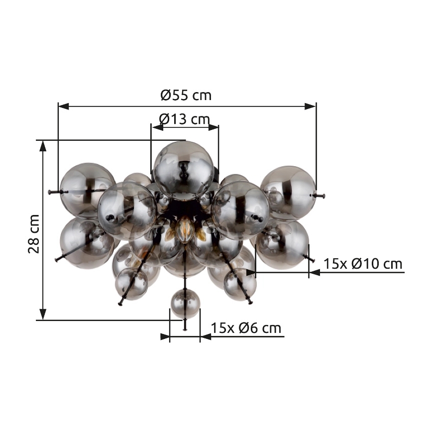 Globo - Nadgradni lestenec 3xE14/25W/230V pr. 55 cm črna