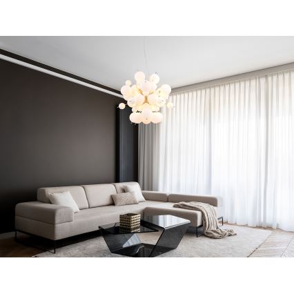 Globo - Lestenec na vrvici 6xE14/25W/230V pr. 55 cm bela